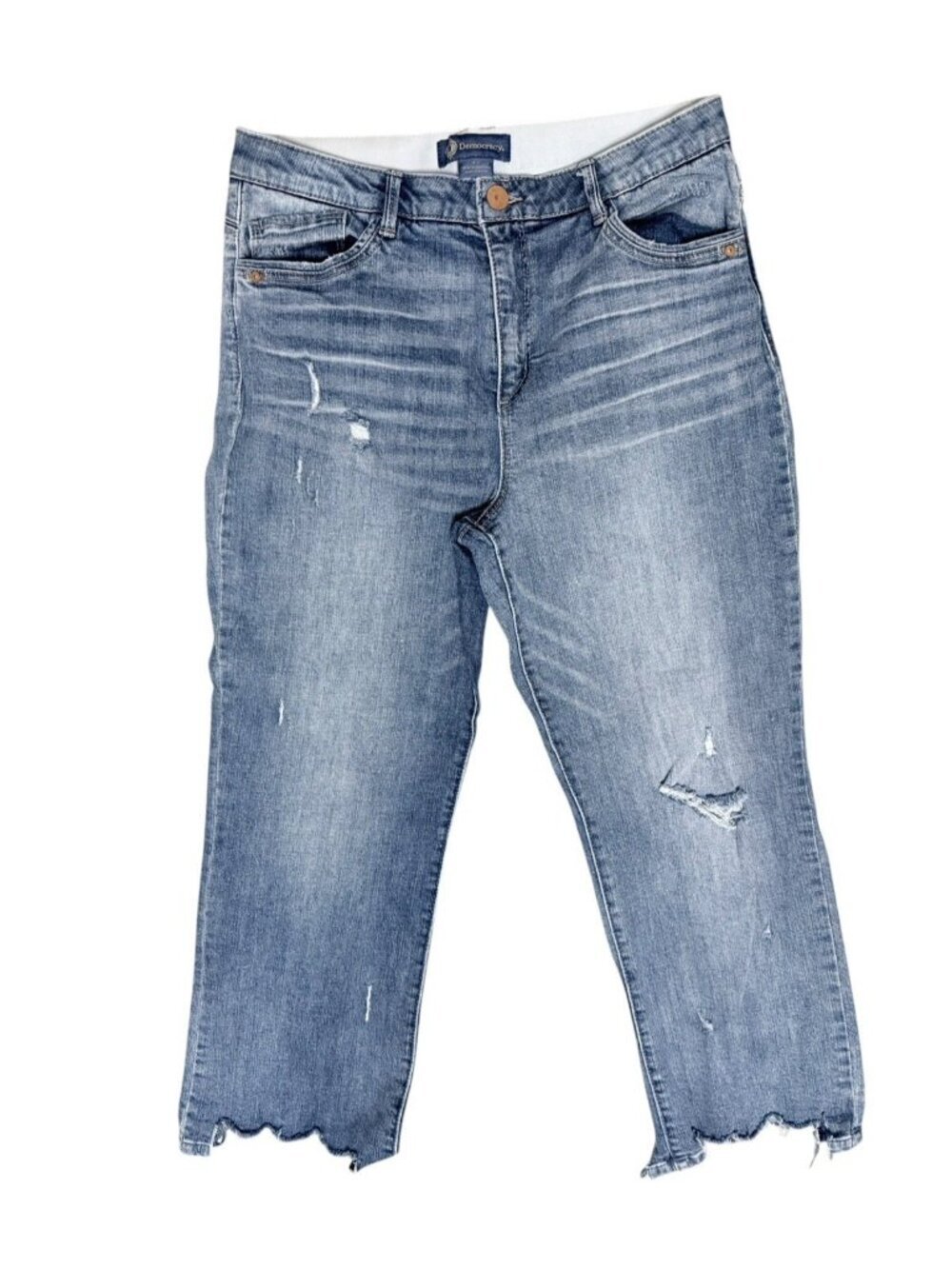 Democracy Jeans style B24161YU3 Size 14 Raw  Distressed Trashed Hem Whisker